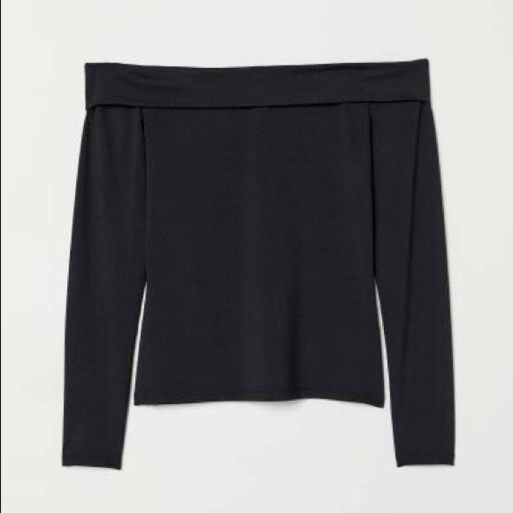 H&M Black Long Sleeve Off the Shoulder Top